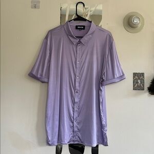 SER.O.YA Men's Lavender Short-Sleeve Button-Down Shirt (xl)